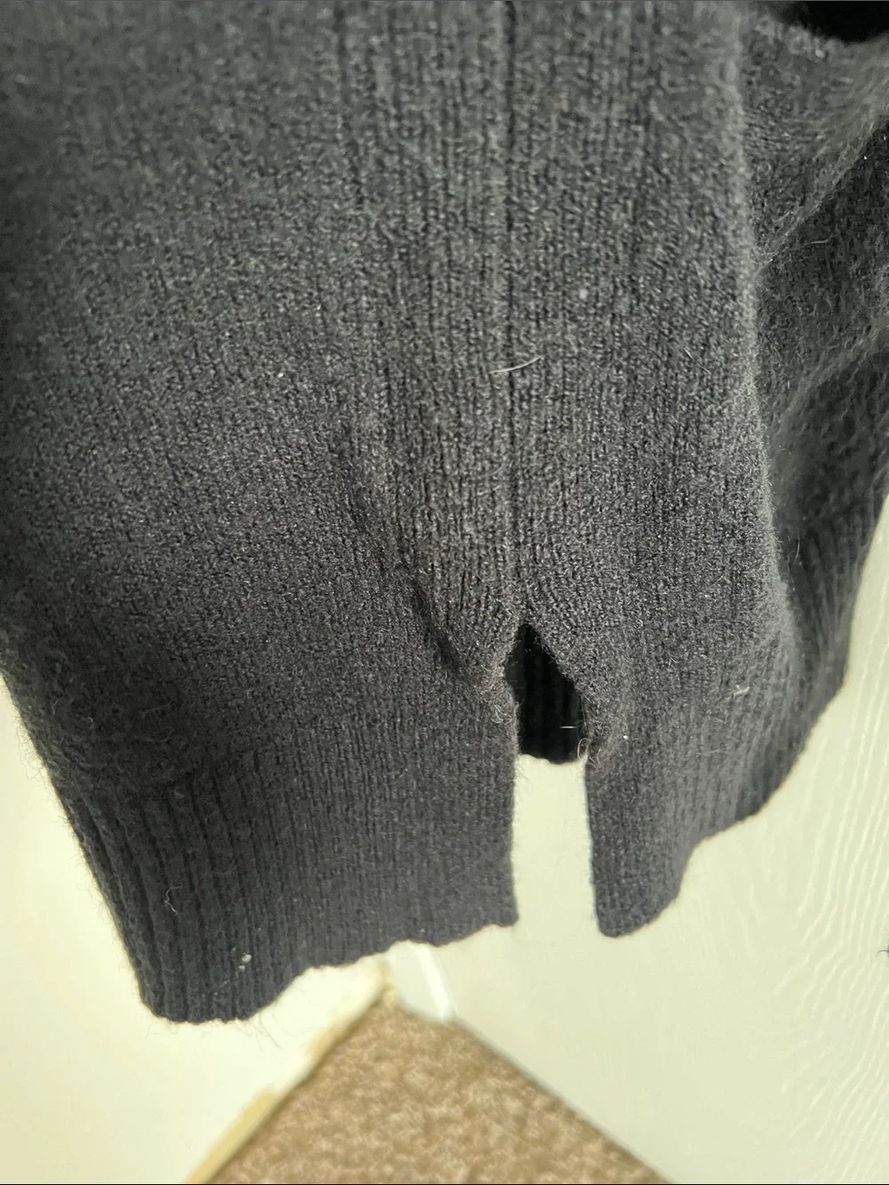 J. Crew V Neck Front Pocket Tunic Sweater Womens Large Black